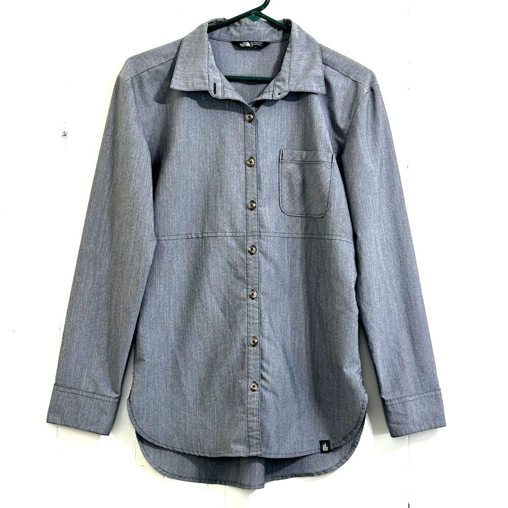 Women North Face Mountain Sports Shirt Button Up Size Small Woven Gray Shirt